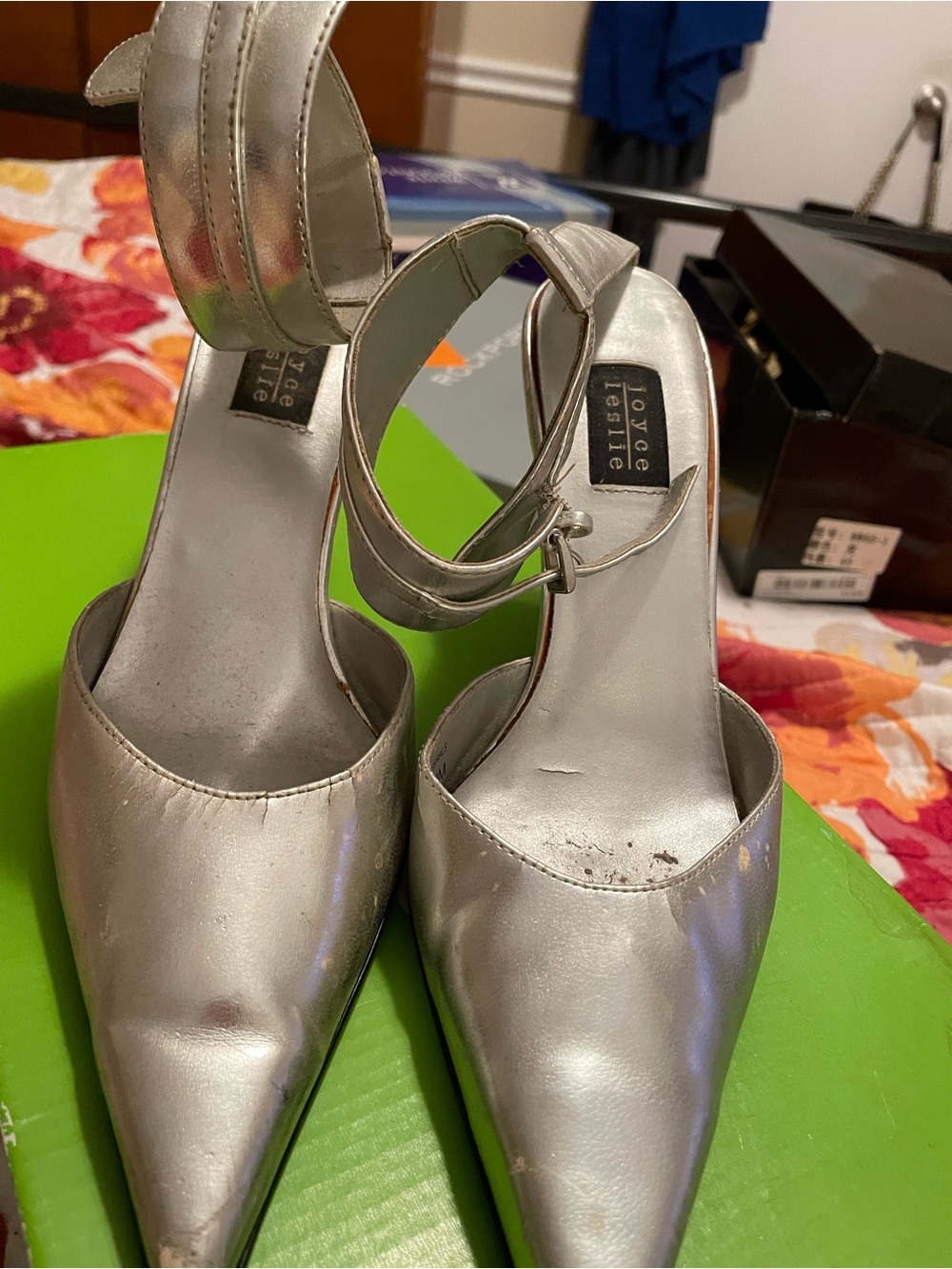 Joyce Leslie Metallic Silver Ankle Strap Heels